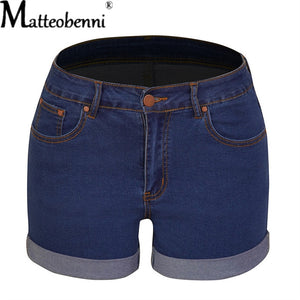 High Waist Stretch Denim Shorts