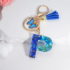 Alphabet Tasseled Keychain