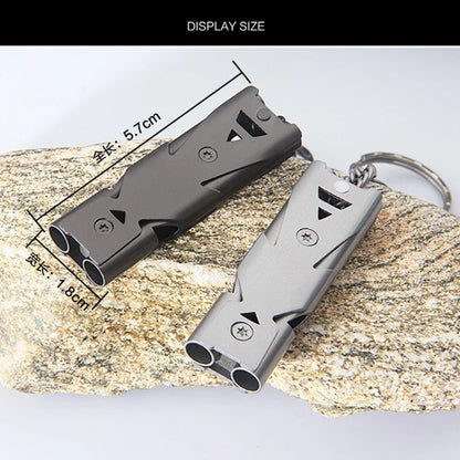 Portable 180 db Aluminum Alloy Double Tube Lifesaving Emergency Whistle