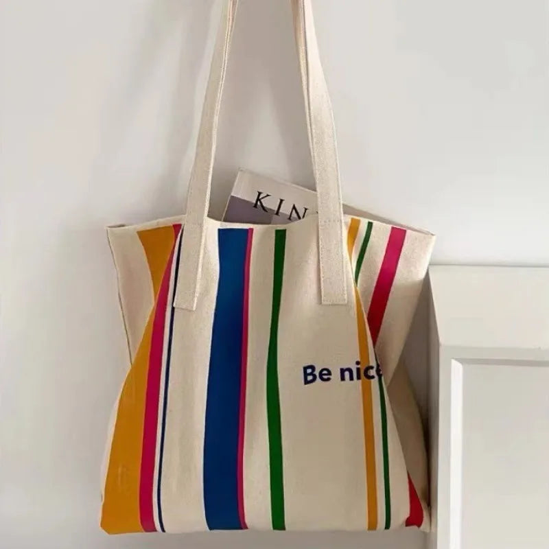 Simple Line One Shoulder Canvas Bag