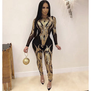 Gold Sequined Full Body Jumpsuit