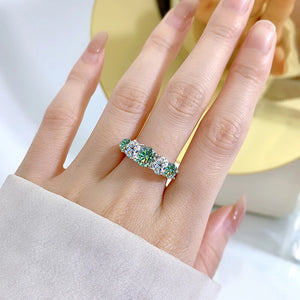 18k Plated 3.6CT All Moissanite 5 Stone S925 Sterling Silver Ring