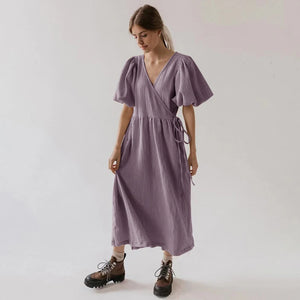 Vintage 100% Cotton Puff Sleeve Long Dress