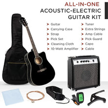 Acoustic Electric Guitar Starter Set w/ 41" All Wood Cutaway Design, Case, Strap, Picks, Tuner