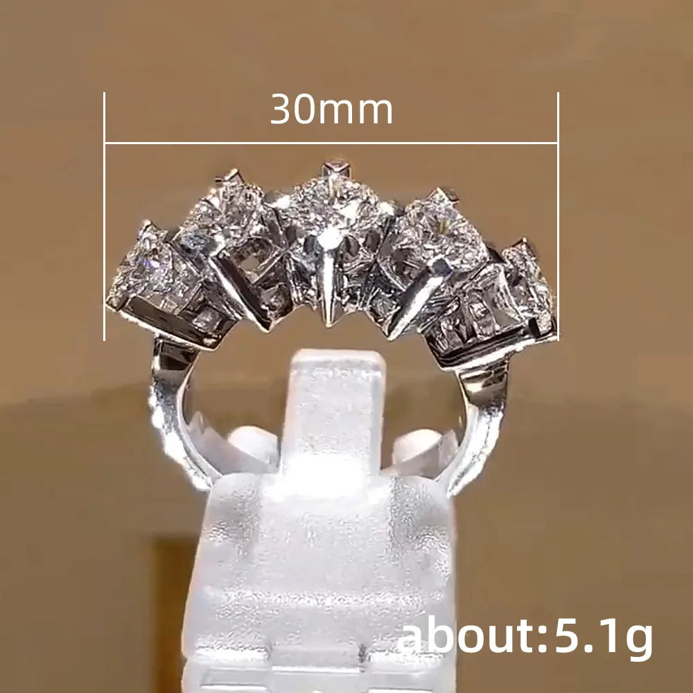 Huitan Simple Stylish Design Women's Rings with 5 AAA CZ Stone