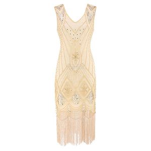 1920S Great Gatsby Tasseled Beaded Sequin Party Dress