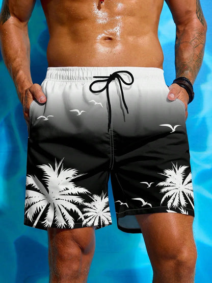 Printed Drawstring Fashion Swim Trunks
