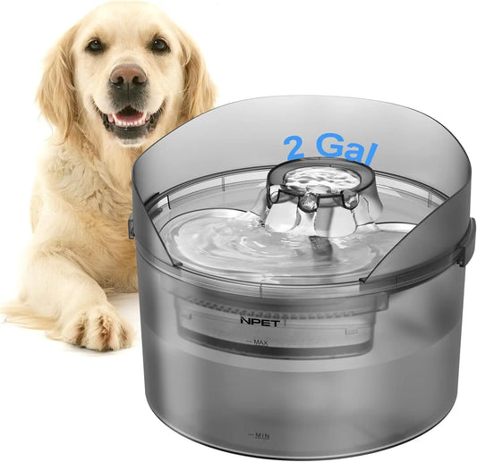 NPET Fountain 2 Gallon/270oz/8L Large Automatic Pet Water Dispenser with Splatter Guard