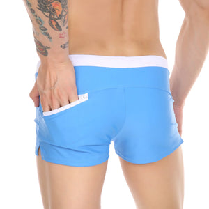 Solid Color Single Pocket Swimming Trunks