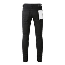 High Street Distressed Black Stretch Skinny Button Fly Ripped Jeans