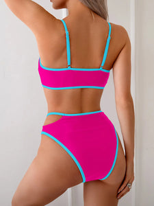 Cikini Backless Color Blocked Bikinis Set