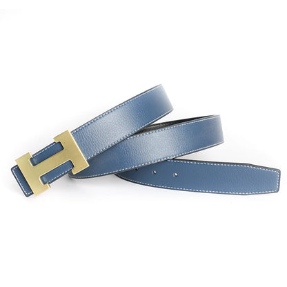 Designer Pin Buckle Genuine Leather H Belt