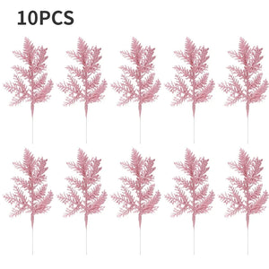 10/5Pcs Artificial Plants Pine Branches Christmas Glitter