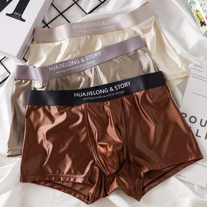 3PCS Satin-like Smooth Cool Solid Boxers