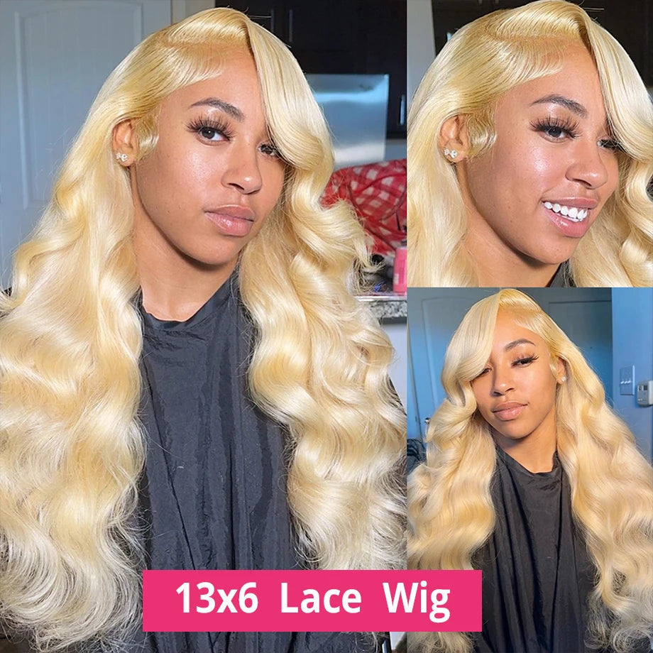 613 Blonde Wave Human Hair Lace Frontal Glueless Wig