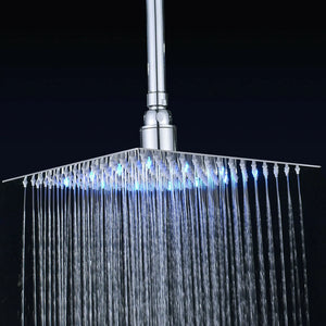 LED Rainfall Shower Head Stainless Steel Square Color Changing Lights Shower Head