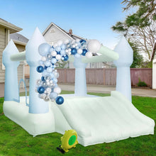 Inflatable 11.97x8.98x7.15ft White Castle Bounce House with Slide & Air Blower