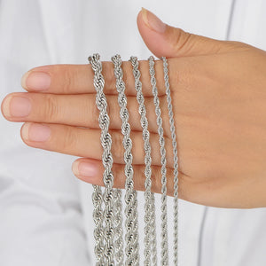 Stainless Steel Silver Twisted Rope Chain