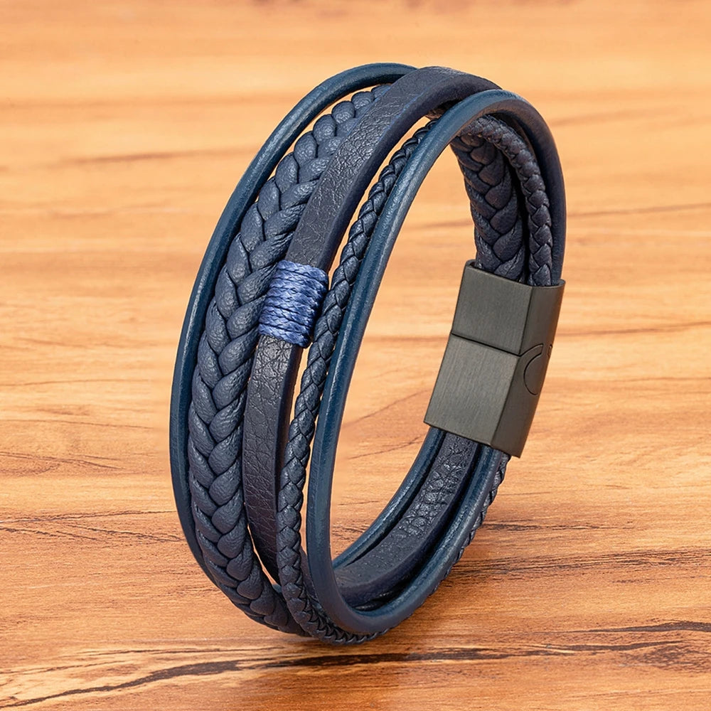 XQNI Hand-Woven Leather Multilayer Bracelet