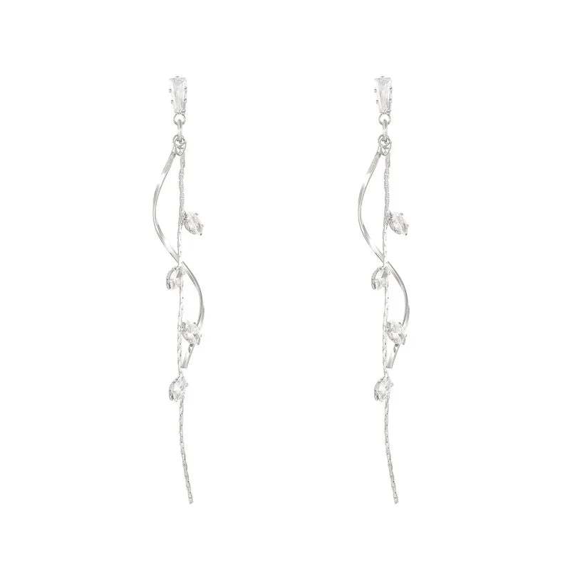 Long Crystal Tassel Earrings For Women