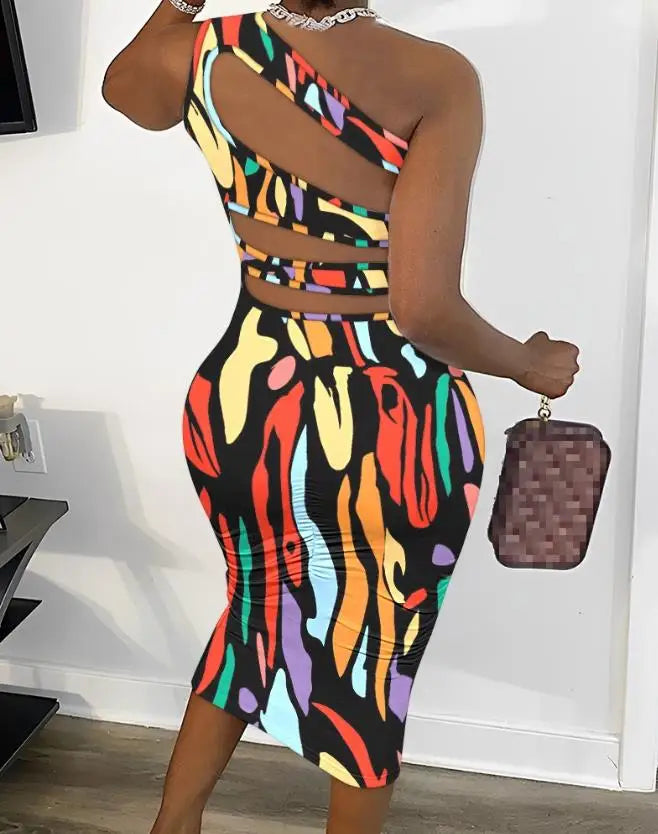Cut Out Lace-Up Sleeveless Dress