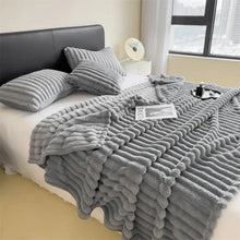 Solid Color Thick Wide Striped Multifunctional Blanket