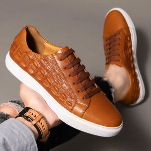 Genuine Leather Casual Trendy Crocodile Pattern Shoes