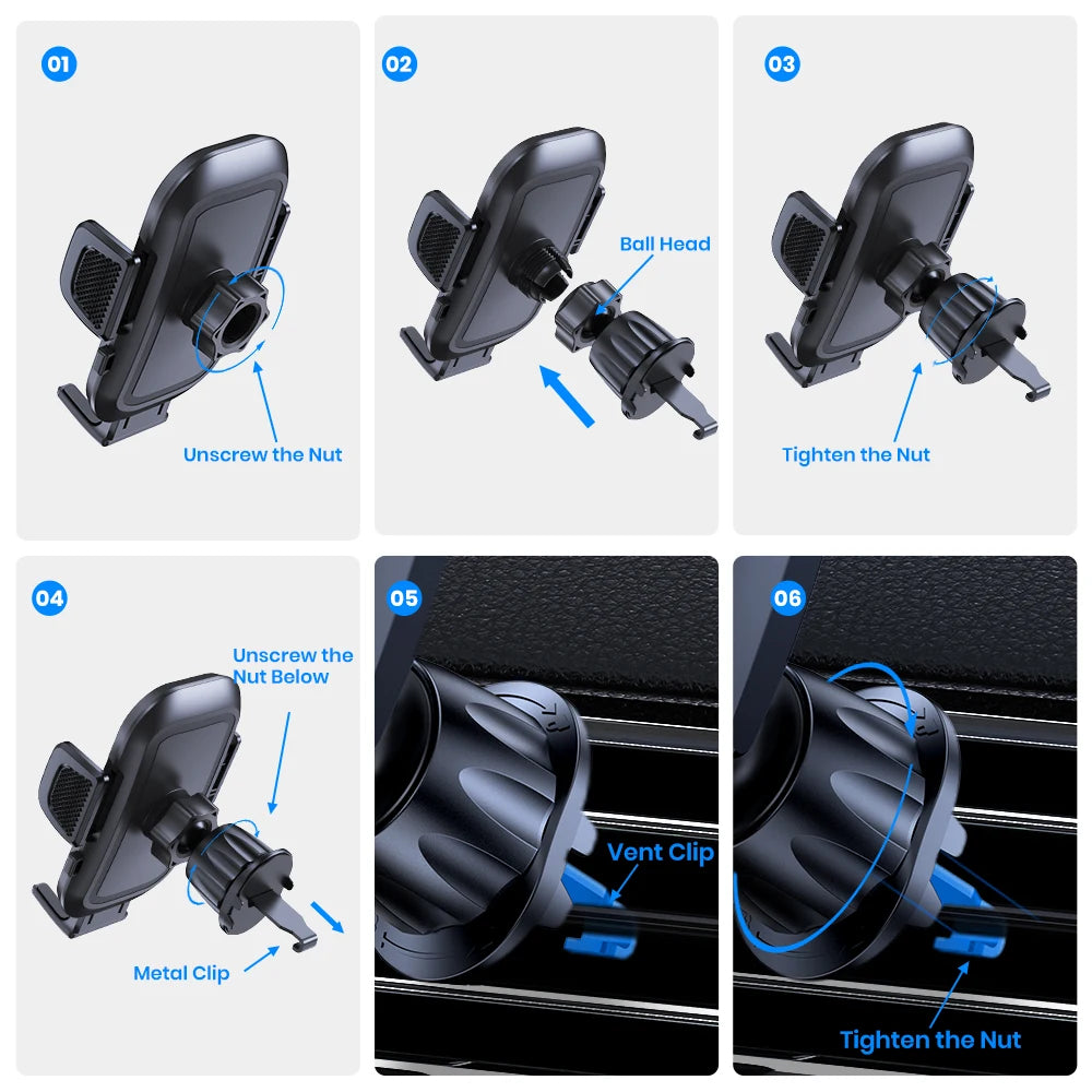 TOPK Car Phone Holder Upgraded Metal Hook