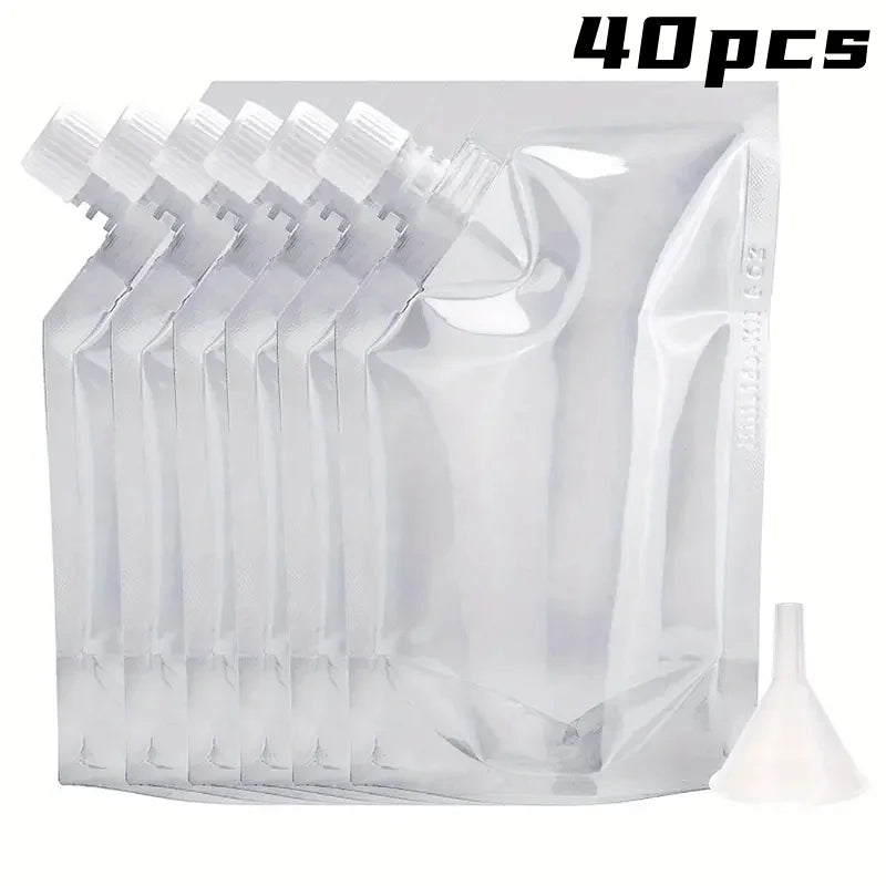 20/40pcs Clear Drink Pouches Freezable Portable Reusable Plastic Flask