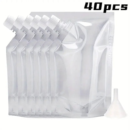 20/40pcs Clear Drink Pouches Freezable Portable Reusable Plastic Flask