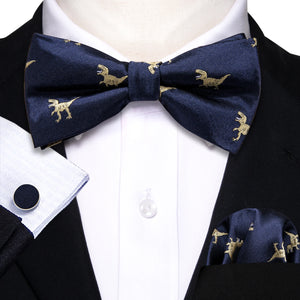 Barry.Wang Silk Bow Tie Hanky Cuffs Set