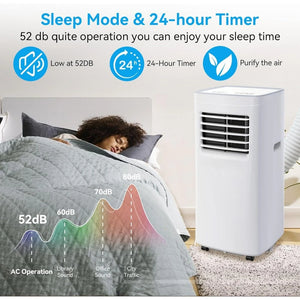 Portable 8500 BTU, 3 in 1, Remote Control, Auto Clean, 24H Timer, Smart Sleep Mode, Air Conditioner