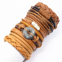 10 Pcs/set Black Wrap Woven Handmade Leather Bracelets