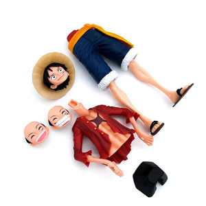 28cm Confident Smiley Luffy Three Form Face Changing Doll Action Figurine
