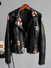 Floral Print Faux Soft Leather Jacket