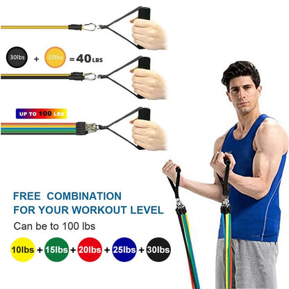 11pcs/Set Portable Pull Rope Resistance Bands