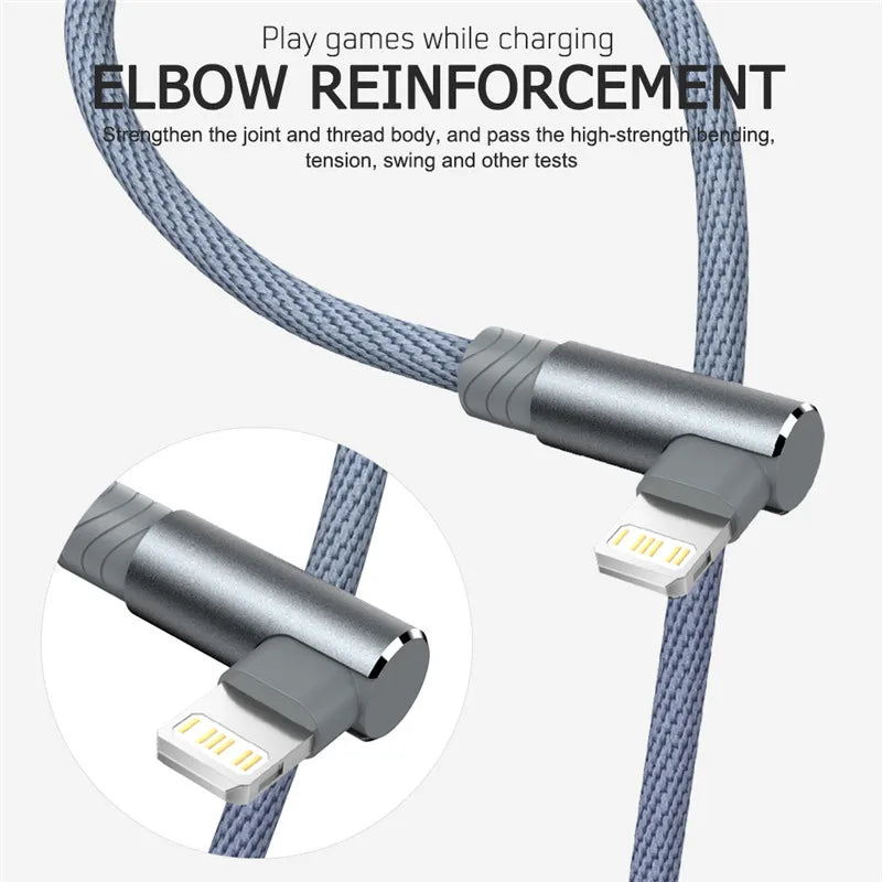 90 Degree Fast Charge USB Cable For iPhone