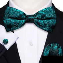 Barry.Wang Silk Bow Tie Hanky Cuffs Set