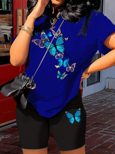 Summer Butterfly Print T-shirt + Shorts Set