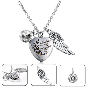 Angel Heart Wings Ashes Keepsake Cremation Memorial Urn Necklace