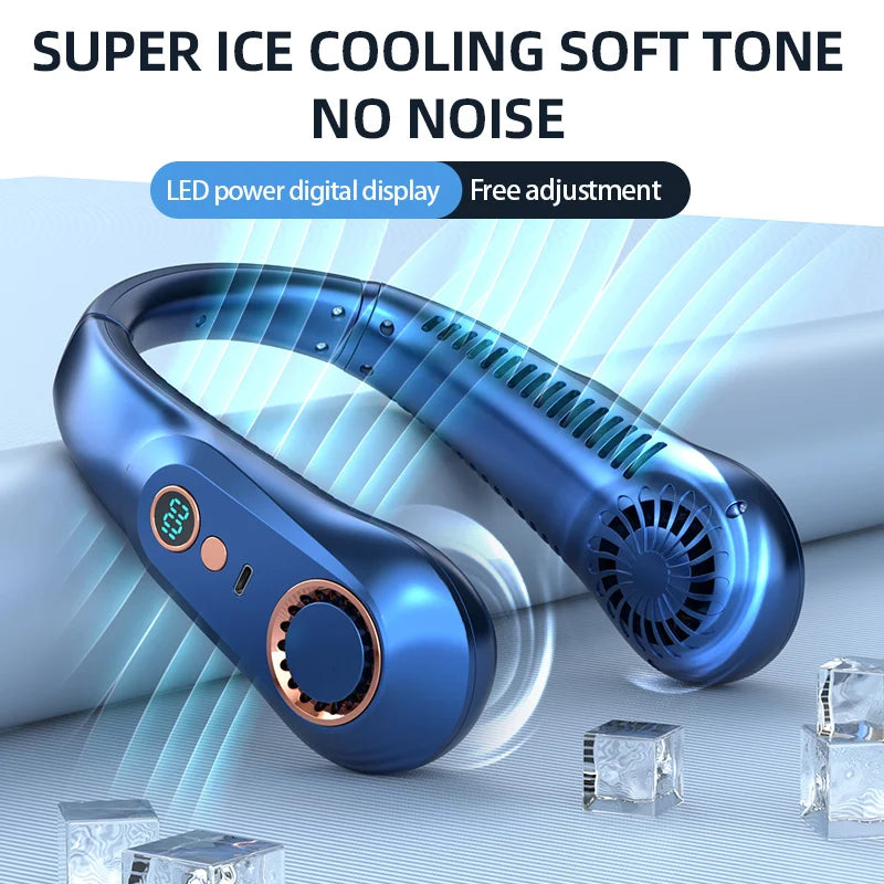 3000mA Portable Mini Hanging Bladeless Digital Display Rechargeable Electric Fan