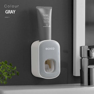 Wall Mounted Automatic Toothpaste Dispenser Toothbrush Holder