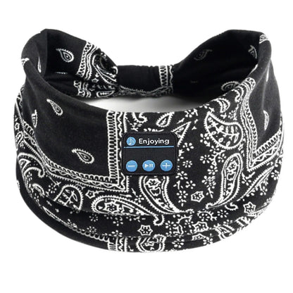Wireless Bluetooth Floral Print Headband Headphones with Headset Microphone