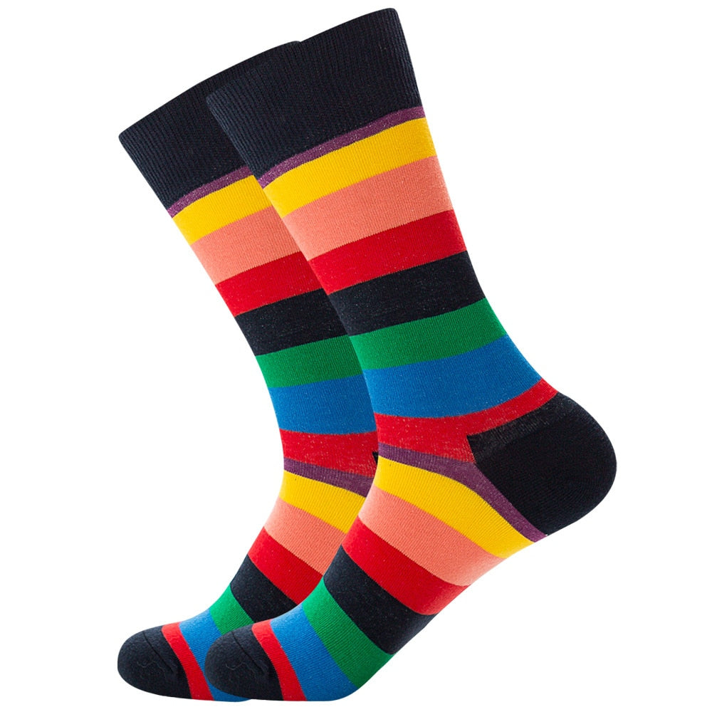 Happy Colorful Striped Argyle Geometric Print Socks