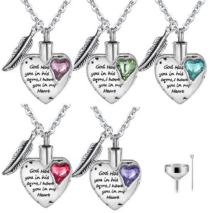 Heart Shaped Birthstone Cremation Keepsake Necklace