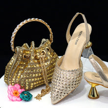 High Heel Designer Pointed Toe Shoes and Bag Set