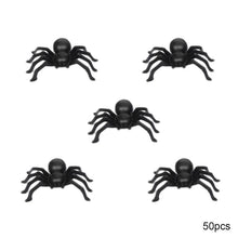 50pcs Halloween Spiders Decorations Small Black Plastic Spiders