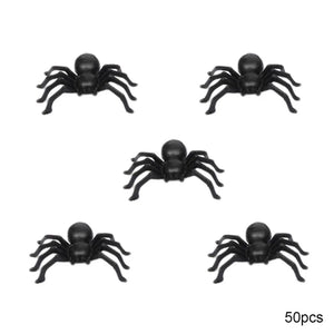50pcs Halloween Spiders Decorations Small Black Plastic Spiders