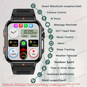 SENBONO 1.95" HD Screen Bluetooth Call 24/7 Heart Rate Monitor Smartwatch