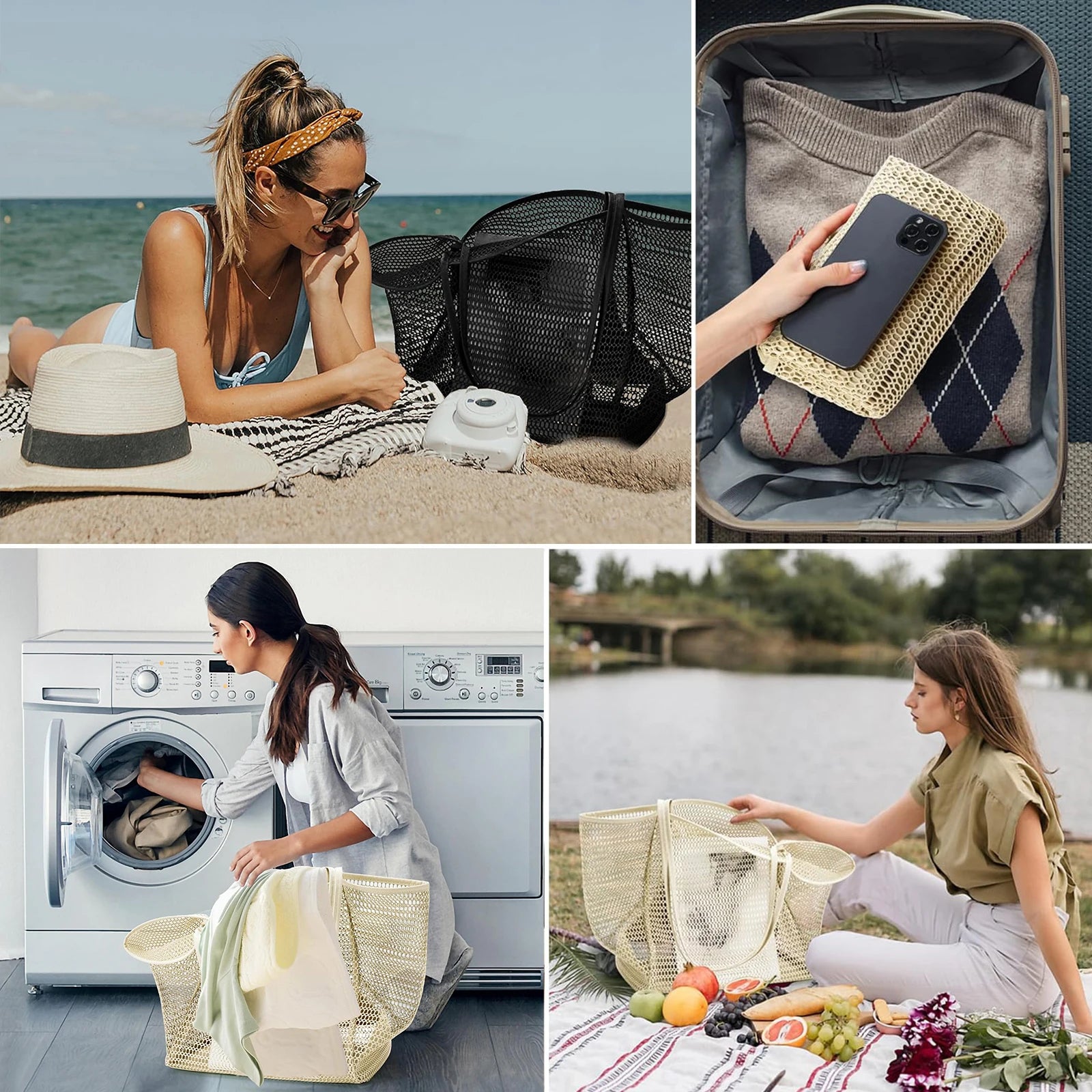 Mesh Large Capacity Foldable Beach Bag